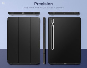 Кожен калъф тефтер Tri-Fold за Samsung Galaxy Tab S7 FE T736 12.4 черен 